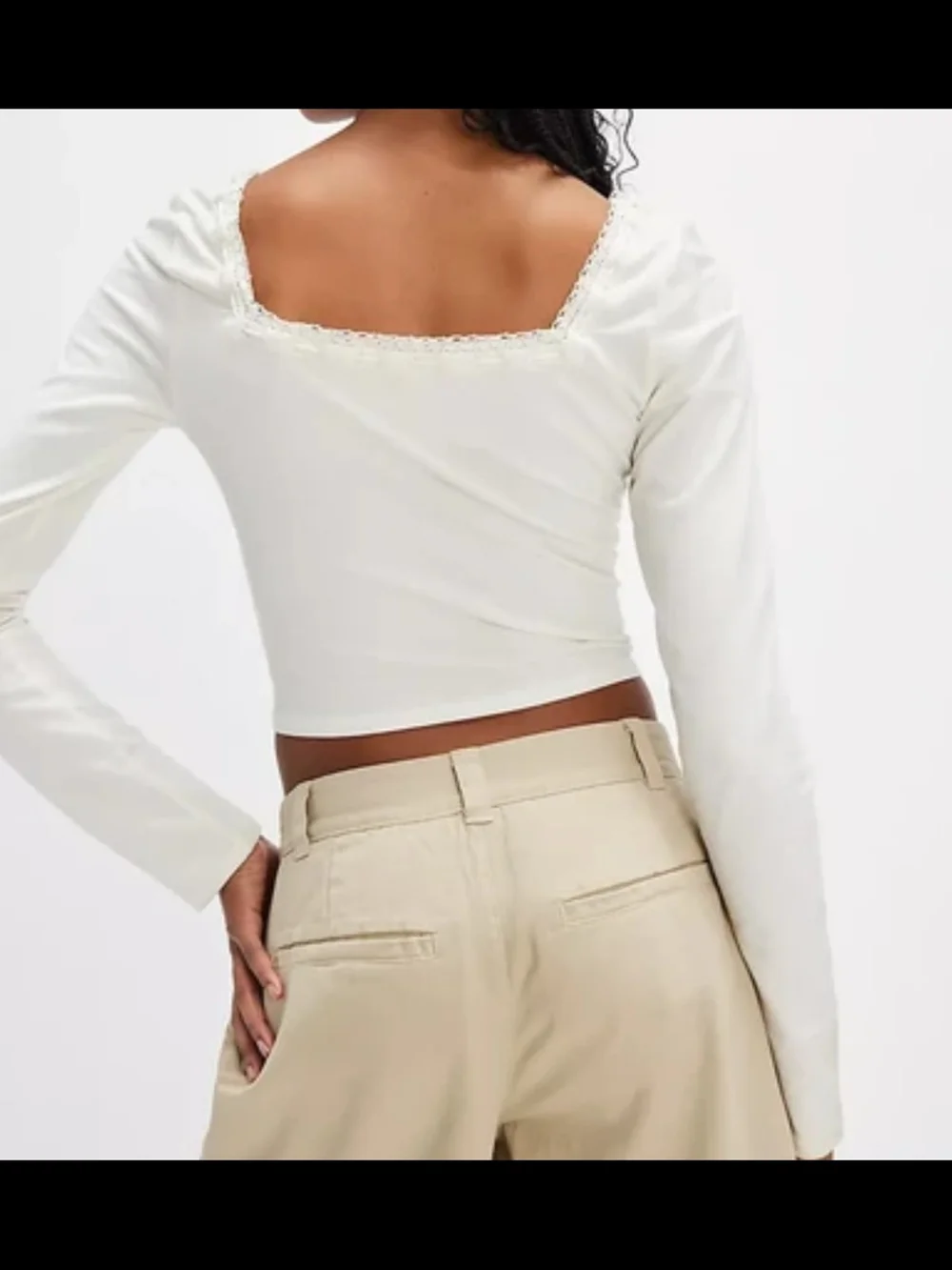 Free People Scarlet Off-Shoulder Lace Trim Crop Top In Cream, SZ L, NWT